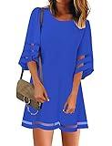 LookbookStore Wedding Guest Dresses for Women 2024 Bell Sleeves Tunic Dress Women Dresses for Special Occasions 2024 Casual Dresses for Women Lapis Blue Dress Size M Shift Dress Size 8 10