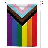 Progress Pride Rainbow Garden Flags - Inclusive Progress Yard Small Flag 12.5x18 Inch for LGBTQ Lesbian Gay Transgender