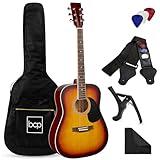 Best Choice Products 41in Full Size Beginner All Wood Acoustic Guitar Starter Set w/Case, Strap, Capo, Strings, Picks - Sunburst