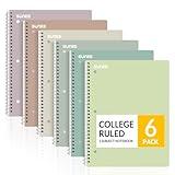 SUNEE Spiral Notebooks, 6 Pack, 1-Subject, College Ruled Paper, 8" x 10-1/2", 70 Sheets per Notebook, Assorted Aesthetic Colors Spiral Notebooks for School