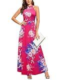 STYLEWORD 2024 Women's Summer Maxi Sundress Sleeveless Pink Floral Tropical Hawaiian Beach Party Maxi Long Fashion Dress(Floral 32,M)
