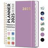 2025 Planner, Weekly and Monthly Calendar Planner Book, January 2025 - December 2025, HardCover Planner 2025 with Monthly Tabs, Notes Pages, Spiral Bound, Inner Pocket, A5 (6.4" x 8.5") - Purple