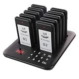 LOUKIENE Restaurant Pager System, 10 Wireless Pagers, Touch Keyboard Calling Customers Waiting Beepers with Vibration Flash and Buzzer for Queue in Food Trucks Churches Bar Shop Hotels Eatery