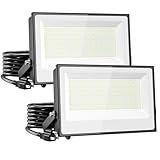 Onforu 120W Flood Lights Outdoor, 12000lm Bright LED Work Light with Plug, 6500K Daylight White LED Flood Lighting, IP66 Waterproof Security Yard Lights for Yard Garage Stadium 2 Pack
