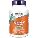 NOW Foods Supplements, Potassium Citrate 99 mg, Supports Electrolyte Balance and Normal pH*, Essential Mineral, 180 veg Capsules