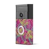 MightySkins Carbon Fiber Skin for Ring Video Doorbell - Magenta Summer | Protective, Durable Textured Carbon Fiber Finish | Easy to Apply, Remove, and Change Styles | Made in The USA