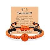 Soccer Baseball Basketball Bracelet Gifts for Boys Girls, Adjustable Handmade Braided Rope Silicone Bead Wristbands Bracelet, Sports Lover Teens Players Team Accessories Stuff Jewelry Gift for 6-16