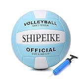 ABAJI Volleyball Blue Official Ball Thicker PU Waterproof Anti-Explosion 15+ Years Old Indoor Training Game Outdoor Sand Beach Pool Play Pump Needle