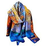 Acotavie Scarfs for Women Dressy Fashion Scarves Long Floral Pattern Scarf Lightweight Sunscreen Shawls (C028)