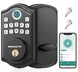 AkaGear Keyless Entry Door Lock with APP Control - Fingerprint Deadbolt Door Lock, Electronic Keypad Lock, Smart Locks for Front Door, Auto-Lock & One Touch Locking with Bluetooth - Matte Black