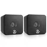 Pyle Home 4” Mini Cube Bookshelf Speakers-Paper Cone Driver, 200 Watt Power, 8 Ohm Impedance, Video Shielding, Home Theater Application and Audio Stereo Surround Sound System - 1 Pair -PCB4BK (Black)