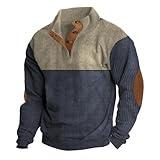 Nantdog Prime+Deals October 11-12,Day of Prime Deal,My+Orders, Winter Corduroy Shirts Men 2024 Casual Henry Stand Collar Quarter Button Up Vintage Long Sleeve Mock Neck Sweatshirts,Blue,Large