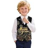 Ocwfudsx Happy New Year Boys Vest Suit for Kids 8-10 Holiday Formal Waistcoat for Teens Wedding Party Blazer with Pockets Button Waistcoat