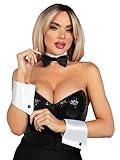 Leg Avenue Women's Pc Tuxedo Costume Accessory Kit with Bow Tie Collar, White/Black, One Size