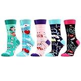 WeciBor Funny Nurse Pattern Crew Socks 5-Pack for Women, Nurses Week Gifts for Mom, Size 5-8