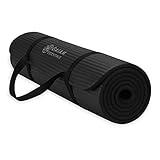 Gaiam Essentials Thick Yoga Mat Fitness & Exercise Mat with Easy-Cinch Carrier Strap, Black, 72"L X 24"W X 2/5 Inch Thick