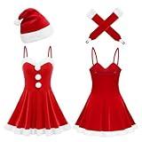 Avidlove Women's Christmas Dress Santa Clause Costume Outfit Flared A Line Casual Swing Dress With Xmas Gloves and Hat Red XL