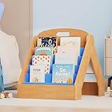 ZIFTY Kids Bookshelf 2-in-1 Design Book Organizer and Easel for Kids, Montessori Book Shelf for Kids Rooms, 4 Tier Bookcase for Age 3+ Girl Boy´s Bedroom Decor, Storage for Small Toys, Blue