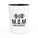 Powerlifting Shot Glass 1.5oz - M.O.M Made of Muscle - Working out body building iron pumbing olympic lifting