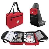 NENYX First Aid Bag Empty, Compact and Portable Medical Supplies Organizer with Multiple Compartments, Emergency Trauma Bag for Travel, Camping, Hiking, Car, Travel and Home Use, Red(Bag Only)