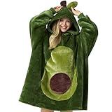 Giggling Getup Avocado Wearable Blanket Hoodie - Oversized Soft Sherpa Fleece Hooded Blanket - Warm Cozy Plush Flannel Blanket Sweatshirt Gifts - with Giant Pocket and Sleeves for Adults Women Men