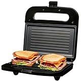 OVENTE Electric Panini Press Grill with Nonstick Plates, LED Indicator Lights, Thermostat Control, Cool Touch Handle, Compact Sandwich Maker Perfect for Cooking Breakfast, Snacks & More, Black GP0401B