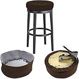 Bar Stool Replacement Cover Round DIY Staple On Heavy Duty Commercial Vinyl Restaurant Kitchen Office Exam Chair (16 inch Diameter, Brown Marble)