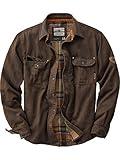 Legendary Whitetails Standard Journeyman Shirt Jacket Flannel Lined Shacket for Men Water-Resistant Coat Rugged Fall Clothing, Tobacco, Large