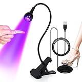krofaue UV LED Nail Lamp - Flash Cure Lamp Quick Dryer Curing Light Foot Control Gooseneck UV Lamp for Gel X Nails with Gooseneck and Clamp Manicure Salon DIY at Home Beauty Black