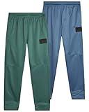 Reebok Boys Sweatpants - 2 Pack Performance Fleece Boys Joggers Athletic Pants with Pockets for Running & Workout (Size 8-14), Size 10-12, Blue Slate/Olive