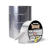 TAPEBEAR Aluminum Foil Heat Shield Tape 2inch x 65Yards, Aluminized Fiberglass Cool Tape 5.5mil Heat Resistant Tape Thermal Barrier for Air Dryer Vent, HVAC, Heating Unit, Hose and Pipe, 5Rolls/980Ft