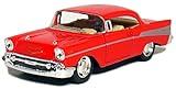 KiNSMART 1957 Chevy Bel Air Coupe Red, 1:40 Scale, Die Cast Metal, Black, 5 Inch, Pull Back Action