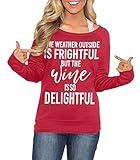 Christmas Women's Retro Graphic Shirt Crewneck Vacation Ugly Vintage Sweatshirts The Wine Is So Delightful M