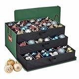 HOLDN’ STORAGE Christmas Ornament Storage Container Box with Dividers - Stores up to 72-4" Ornaments - Large Christmas Ball Storage Container Bins with 3 Removable Trays with Separators - Green