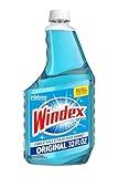 Windex Glass and Window Cleaner Spray Bottle, Bottle Made from 100% Recycled Plastic, Surface Cleaning Spray, Original Blue Scent, 32 Fl Oz