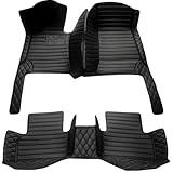 MOUPL Custom Fit Car Mats - Faux Leather, Anti-Slip, Waterproof Design - Protect 95% Sedan, SUV, Sports Car Interior, All-Weather Use, 1-3 Row Options for Your Needs (All Black Splicing)