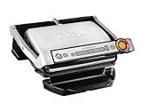 T-Fal OptiGrill Stainless Steel Electric Grill, 4 Servings, 6 Automatic Cooking Modes, Intelligent Grilling, Rare to Well-Done, Panini Press, Nonstick Removable Plates, Indoor, Silver