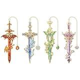 4pcs Fantasy Sword Bookmarks for Books, Journals, Planners - Cool Metal Book Markers for Reading Women & Men, Unique Book Marks Gifts for Book Lovers, Reading Accessories for Students & Adults & Kids