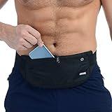 USHAKE Running Belt,Men or Women Ultra Light Bounce Free Waist Pouch Bag Fitness Workout Belt Sport Waist Pack Exercise Waist Bag for iPhone Samsung LG in Running Gym Marathon (BLACK)