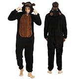 III HHONS Black Bear Onesie Animal Women/Men Adult Costume Halloween Cosplay Pajamas Onesies for Christmas