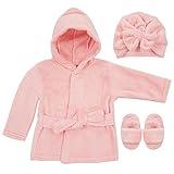 Rising Star Pink Bathrobe Spa Set, Robe, Slippers & Cap - Newborn Baby Girls