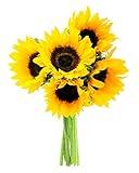 Smile Bouquet of 5 Fresh Sunflowers Without Vase - Fall Collection - KaBloom Prime Next Day - Gift for Birthday, Anniversary, Get Well, Thank You, Valentine, Mother’s Day Fresh Flowers