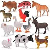 Zcpotizi 12 Pack Large Farm Animals Toys for Kids 3-5 Year Old Toddlers Realistic Plastic Farm Animal Figures Playset Animal Poultry for Learning