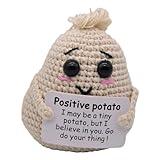 qyqkfly Mini Cute Funny Positive Life Potato Tomato Eggplant Onion Cute Animals Creative Knitted Holding Card Crochet Birthday Christmas Girls Gifts Party Decor