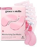 grace & stella Award Winning Under Eye Mask - Reduce Dark Circles, Puffy Eyes, Undereye Bags, Wrinkles - Gel Under Eye Patches - Gifts for Mom - Vegan Cruelty-Free Self Care (Pink, 6 Pairs)
