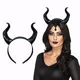 Furimuk Devil Horns Headband Black Cosplay Horn Hair Hoop Gothic Beauty Halloween Dress Up Hair Accessories Hairdress for Halloween Party Costume Hair Accessory (Black)