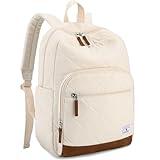 VX VONXURY School Backpack for Teens, Lightweight Corduroy Backpack for Kids Casual Bookbag for Men Women College Travel (Beige)