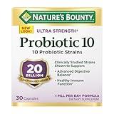 Nature’s Bounty Probiotic 10, Ultra Strength Daily Probiotic Supplement, Support for Digestive, Immune and Upper Respiratory Health, 1 Pack, 30 Capsules