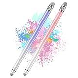 2PCS Stylus Pens for Touch Screens,Stylus Pen for iPhone/iPad/Tablet Android/Microsoft Surface,Compatible with All Touch Screens(White Pink/White Purple)