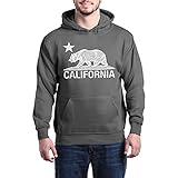 shop4ever California Distressed White Bear Hoodies Cali Sweatshirts Medium Charcoal 0